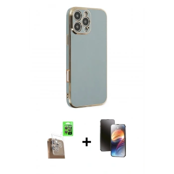 MARSİLYAN™- iPhone 16 Pro Kılıf Yankı Serisi - Siyah 3D Antistatik Mat Seramik Nano Ekran Koruyucu + Raze Metal Kamera Lens - CLTM