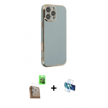 MARSİLYAN™- iPhone 16 Pro Kılıf Yankı Serisi - Siyah 3D Antistatik Seramik Nano Ekran Koruyucu + Raze Metal Kamera Lens - CLTM