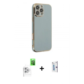 MARSİLYAN™- iPhone 16 Pro Kılıf Yankı Serisi - Siyah Bilvis 0.18mm Plus Cam Ekran Koruyucu + Raze Metal Kamera Lens - BZ