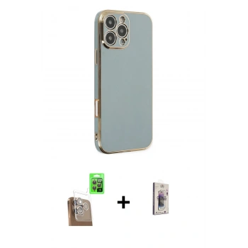 MARSİLYAN™- iPhone 16 Pro Kılıf Yankı Serisi - Siyah Bilvis 3D Cam Ekran Koruyucu + Raze Metal Kamera Lens - CLTM