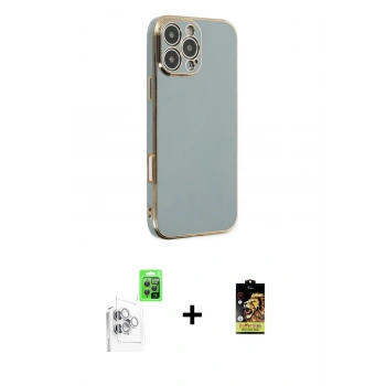 MARSİLYAN™- iPhone 16 Pro Kılıf Yankı Serisi - Siyah Buffer Cam Ekran Koruyucu + Raze Metal Kamera Lens - BZ