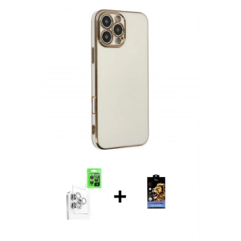 MARSİLYAN™- iPhone 16 Pro Kılıf Yankı Serisi - Siyah Buffer Hayalet Cam Ekran Koruyucu + Raze Metal Kamera Lens - BZ
