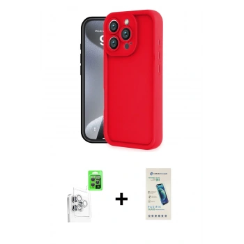 MARSİLYAN™- iPhone 16 Pro Kılıf Yankı Yansıma Özel Seri - Şeffaf Pasifik Cam Ekran Koruyucu + Raze Metal Kamera Lens - BZ