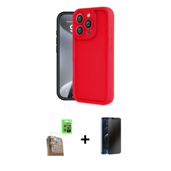MARSİLYAN™- iPhone 16 Pro Kılıf Yankı Yansıma Özel Seri - Siyah 3D Antistatik Hayalet Cam Ekran Koruyucu + Raze Metal Kamera Lens - CLTM