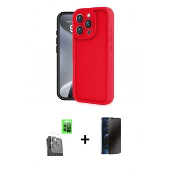 MARSİLYAN™- iPhone 16 Pro Kılıf Yankı Yansıma Özel Seri - Siyah 3D Antistatik Hayalet Cam Ekran Koruyucu + Raze Metal Kamera Lens - SH