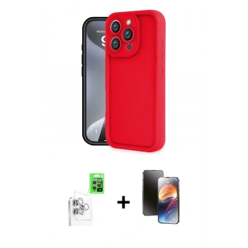 MARSİLYAN™- iPhone 16 Pro Kılıf Yankı Yansıma Özel Seri - Siyah 3D Antistatik Mat Seramik Nano Ekran Koruyucu + Raze Metal Kamera Lens - BZ