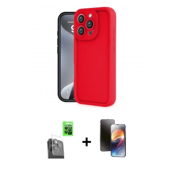 MARSİLYAN™- iPhone 16 Pro Kılıf Yankı Yansıma Özel Seri - Siyah 3D Antistatik Mat Seramik Nano Ekran Koruyucu + Raze Metal Kamera Lens - SH