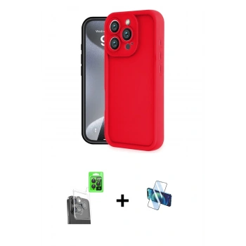 MARSİLYAN™- iPhone 16 Pro Kılıf Yankı Yansıma Özel Seri - Siyah 3D Antistatik Seramik Nano Ekran Koruyucu + Raze Metal Kamera Lens - SH