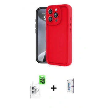MARSİLYAN™- iPhone 16 Pro Kılıf Yankı Yansıma Özel Seri - Siyah Bilvis 0.18mm Plus Cam Ekran Koruyucu + Raze Metal Kamera Lens - BZ