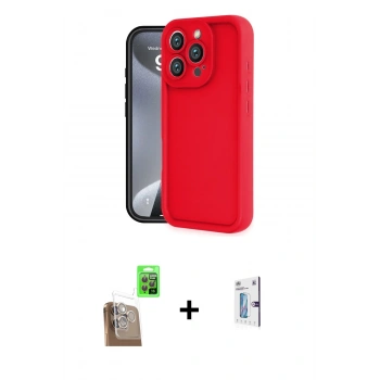 MARSİLYAN™- iPhone 16 Pro Kılıf Yankı Yansıma Özel Seri - Siyah Bilvis 0.18mm Plus Cam Ekran Koruyucu + Raze Metal Kamera Lens - CLTM