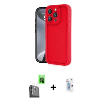 MARSİLYAN™- iPhone 16 Pro Kılıf Yankı Yansıma Özel Seri - Siyah Bilvis 0.18mm Plus Cam Ekran Koruyucu + Raze Metal Kamera Lens - SH