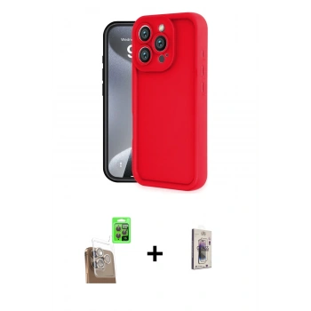 MARSİLYAN™- iPhone 16 Pro Kılıf Yankı Yansıma Özel Seri - Siyah Bilvis 3D Cam Ekran Koruyucu + Raze Metal Kamera Lens - CLTM