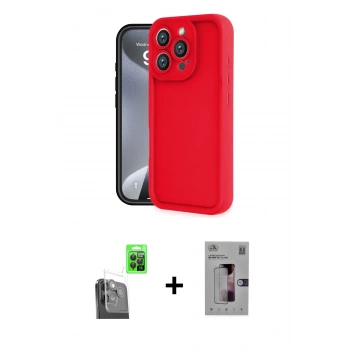 MARSİLYAN™- iPhone 16 Pro Kılıf Yankı Yansıma Özel Seri - Siyah Bilvis 3D Mat Cam Ekran Koruyucu + Raze Metal Kamera Lens - SH
