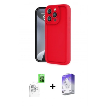 MARSİLYAN™- iPhone 16 Pro Kılıf Yankı Yansıma Özel Seri - Siyah Bilvis 5in1 3D Magic Cam Ekran Koruyucu + Raze Metal Kamera Lens - BZ