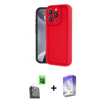 MARSİLYAN™- iPhone 16 Pro Kılıf Yankı Yansıma Özel Seri - Siyah Bilvis 5in1 3D Magic Cam Ekran Koruyucu + Raze Metal Kamera Lens - SH