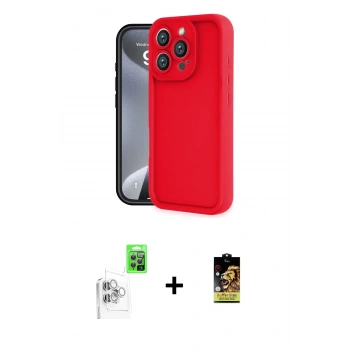 MARSİLYAN™- iPhone 16 Pro Kılıf Yankı Yansıma Özel Seri - Siyah Buffer Cam Ekran Koruyucu + Raze Metal Kamera Lens - BZ