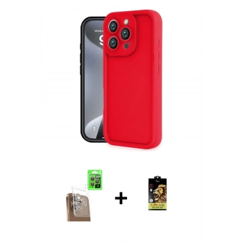 MARSİLYAN™- iPhone 16 Pro Kılıf Yankı Yansıma Özel Seri - Siyah Buffer Cam Ekran Koruyucu + Raze Metal Kamera Lens - CLTM