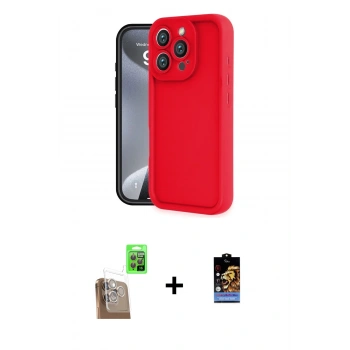 MARSİLYAN™- iPhone 16 Pro Kılıf Yankı Yansıma Özel Seri - Siyah Buffer Hayalet Cam Ekran Koruyucu + Raze Metal Kamera Lens - CLTM