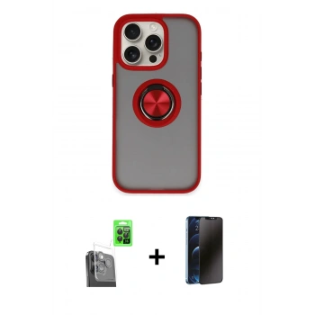 MARSİLYAN™- iPhone 16 Pro Kılıf Yörünge Çizgi - Siyah 3D Antistatik Hayalet Cam Ekran Koruyucu + Raze Metal Kamera Lens - SH