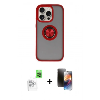 MARSİLYAN™- iPhone 16 Pro Kılıf Yörünge Çizgi - Siyah 3D Antistatik Mat Seramik Nano Ekran Koruyucu + Raze Metal Kamera Lens - BZ