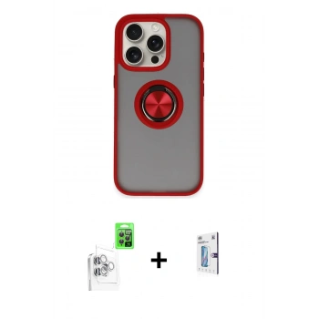 MARSİLYAN™- iPhone 16 Pro Kılıf Yörünge Çizgi - Siyah Bilvis 0.18mm Plus Cam Ekran Koruyucu + Raze Metal Kamera Lens - BZ