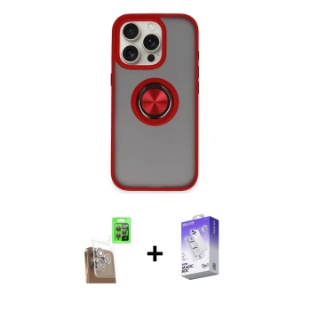 MARSİLYAN™- iPhone 16 Pro Kılıf Yörünge Çizgi - Siyah Bilvis 5in1 3D Magic Cam Ekran Koruyucu + Raze Metal Kamera Lens - CLTM