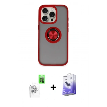 MARSİLYAN™- iPhone 16 Pro Kılıf Yörünge Çizgi - Siyah Bilvis 5in1 5D Magic Hayalet Cam Ekran Koruyucu + Raze Metal Kamera Lens - BZ