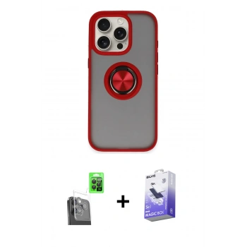 MARSİLYAN™- iPhone 16 Pro Kılıf Yörünge Çizgi - Siyah Bilvis 5in1 5D Magic Hayalet Cam Ekran Koruyucu + Raze Metal Kamera Lens - SH