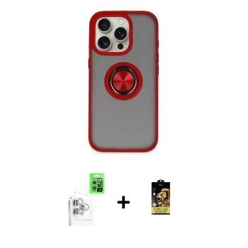 MARSİLYAN™- iPhone 16 Pro Kılıf Yörünge Çizgi - Siyah Buffer Cam Ekran Koruyucu + Raze Metal Kamera Lens - BZ