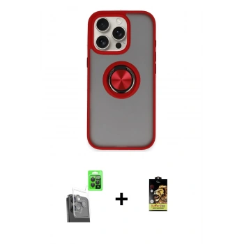 MARSİLYAN™- iPhone 16 Pro Kılıf Yörünge Çizgi - Siyah Buffer Cam Ekran Koruyucu + Raze Metal Kamera Lens - SH