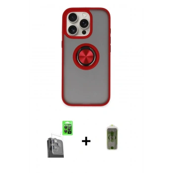 MARSİLYAN™- iPhone 16 Pro Kılıf Yörünge Çizgi - Siyah Joko Magic 5D Hayalet Cam + Raze Metal Kamera Lens - SH