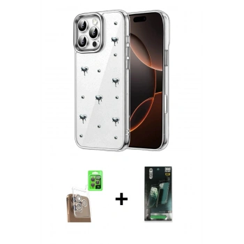 MARSİLYAN™- iPhone 16 Pro Kılıf Yörünge Form - Siyah 360 Mat Full Body Arka Koruyucu + Raze Metal Kamera Lens - CLTM