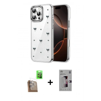 MARSİLYAN™- iPhone 16 Pro Kılıf Yörünge Form - Siyah Bilvis 3D Mat Cam Ekran Koruyucu + Raze Metal Kamera Lens - CLTM