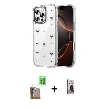 MARSİLYAN™- iPhone 16 Pro Kılıf Yörünge Form - Siyah Bilvis Hayalet Cam Ekran Koruyucu + Raze Metal Kamera Lens - CLTM