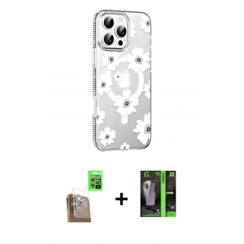 MARSİLYAN™- iPhone 16 Pro Kılıf Yörünge Işık Prime - Şeffaf 360 Full Body Arka Koruyucu + Raze Metal Kamera Lens - CLTM