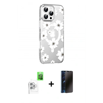 MARSİLYAN™- iPhone 16 Pro Kılıf Yörünge Işık Prime - Siyah 3D Antistatik Hayalet Cam Ekran Koruyucu + Raze Metal Kamera Lens - BZ
