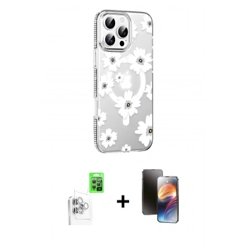 MARSİLYAN™- iPhone 16 Pro Kılıf Yörünge Işık Prime - Siyah 3D Antistatik Mat Seramik Nano Ekran Koruyucu + Raze Metal Kamera Lens - BZ