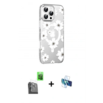 MARSİLYAN™- iPhone 16 Pro Kılıf Yörünge Işık Prime - Siyah 3D Antistatik Seramik Nano Ekran Koruyucu + Raze Metal Kamera Lens - SH