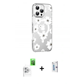 MARSİLYAN™- iPhone 16 Pro Kılıf Yörünge Işık Prime - Siyah Bilvis 0.18mm Plus Cam Ekran Koruyucu + Raze Metal Kamera Lens - BZ