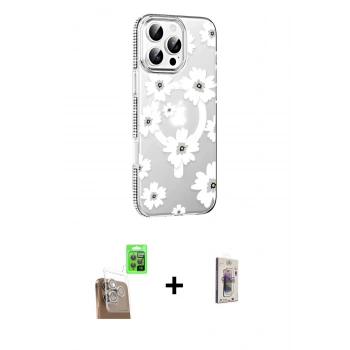 MARSİLYAN™- iPhone 16 Pro Kılıf Yörünge Işık Prime - Siyah Bilvis 3D Cam Ekran Koruyucu + Raze Metal Kamera Lens - CLTM