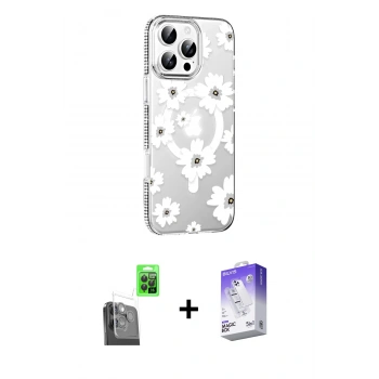 MARSİLYAN™- iPhone 16 Pro Kılıf Yörünge Işık Prime - Siyah Bilvis 5in1 3D Magic Cam Ekran Koruyucu + Raze Metal Kamera Lens - SH