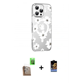 MARSİLYAN™- iPhone 16 Pro Kılıf Yörünge Işık Prime - Siyah Buffer Hayalet Cam Ekran Koruyucu + Raze Metal Kamera Lens - CLTM