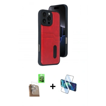 MARSİLYAN™- iPhone 16 Pro Kılıf Yörünge Işık Serisi - Siyah 3D Antistatik Cam Ekran Koruyucu + Raze Metal Kamera Lens - CLTM