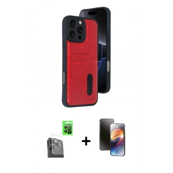 MARSİLYAN™- iPhone 16 Pro Kılıf Yörünge Işık Serisi - Siyah 3D Antistatik Mat Seramik Nano Ekran Koruyucu + Raze Metal Kamera Lens - SH