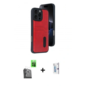 MARSİLYAN™- iPhone 16 Pro Kılıf Yörünge Işık Serisi - Siyah Bilvis 0.18mm Plus Cam Ekran Koruyucu + Raze Metal Kamera Lens - SH