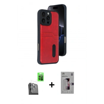 MARSİLYAN™- iPhone 16 Pro Kılıf Yörünge Işık Serisi - Siyah Bilvis 3D Mat Cam Ekran Koruyucu + Raze Metal Kamera Lens - SH