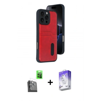 MARSİLYAN™- iPhone 16 Pro Kılıf Yörünge Işık Serisi - Siyah Bilvis 5in1 3D Magic Cam Ekran Koruyucu + Raze Metal Kamera Lens - SH