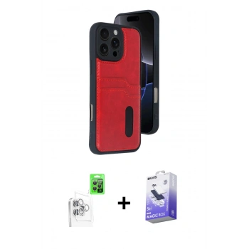 MARSİLYAN™- iPhone 16 Pro Kılıf Yörünge Işık Serisi - Siyah Bilvis 5in1 5D Magic Hayalet Cam Ekran Koruyucu + Raze Metal Kamera Lens - BZ