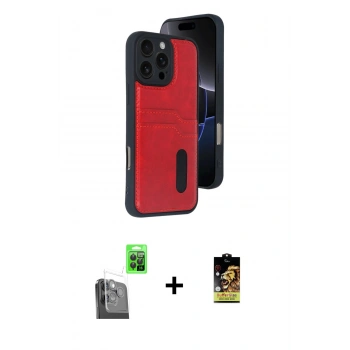 MARSİLYAN™- iPhone 16 Pro Kılıf Yörünge Işık Serisi - Siyah Buffer Cam Ekran Koruyucu + Raze Metal Kamera Lens - SH