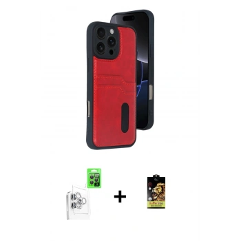 MARSİLYAN™- iPhone 16 Pro Kılıf Yörünge Işık Serisi - Siyah Buffer Cam Ekran Koruyucu + Raze Metal Kamera Lens - BZ